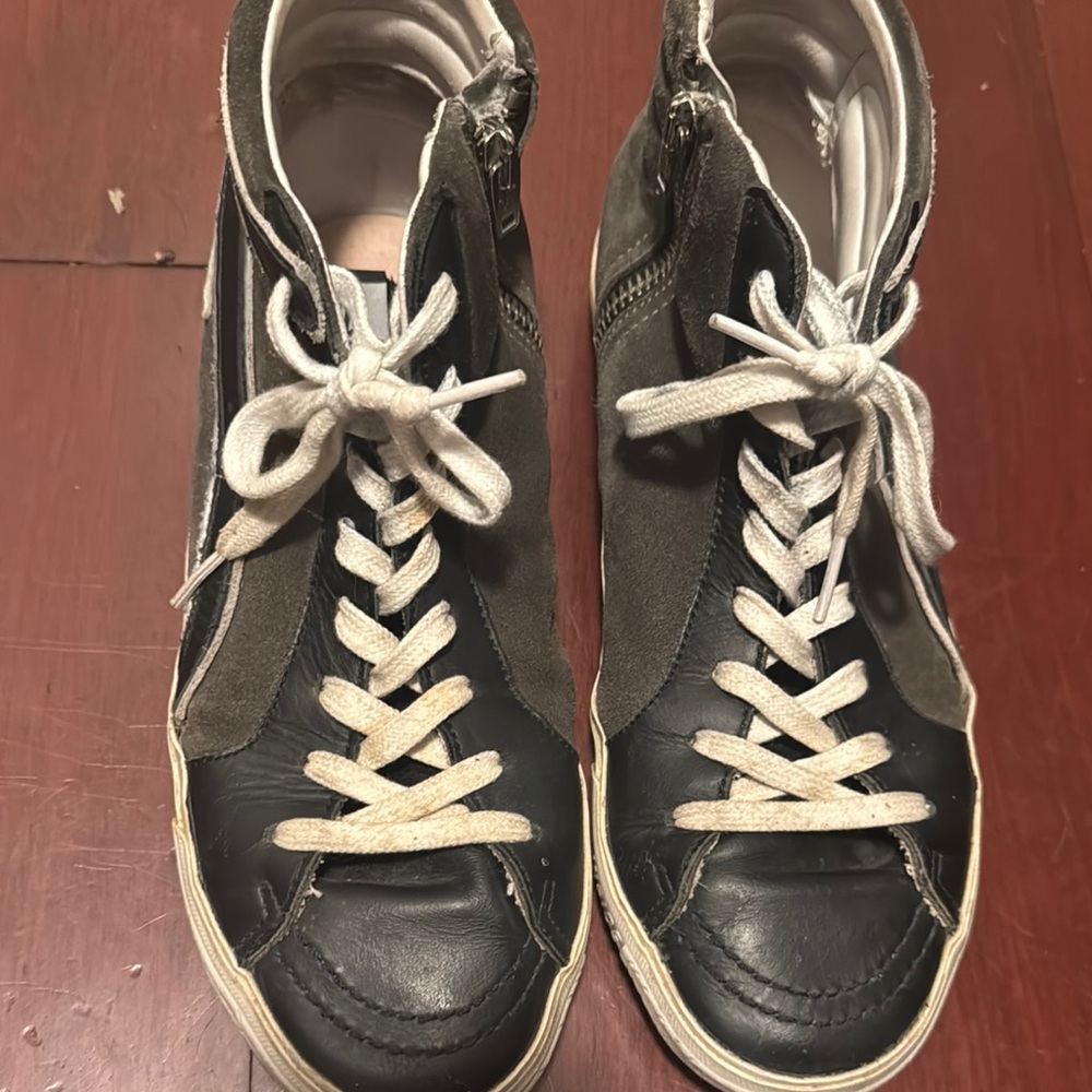 High-Top Sneakers with White Laces